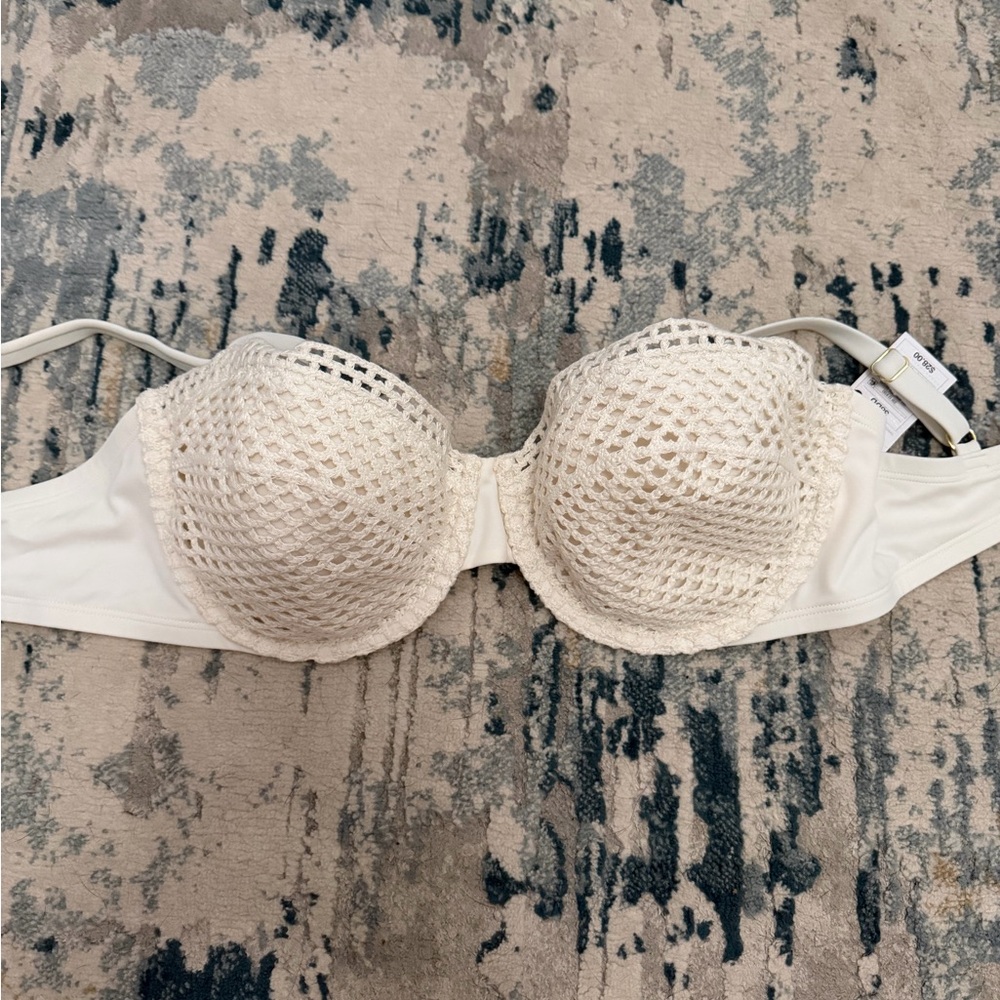 Shade & Shore Cream Crochet Swim Top